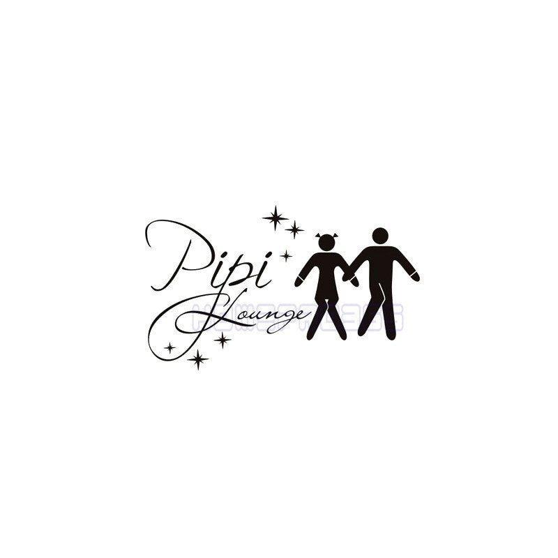 New Hot Black English Word PiPi Lounge DIY Removable Toliet Sticker Art Vinyl Quote Wall Sticker Decal Mural Home Decoration