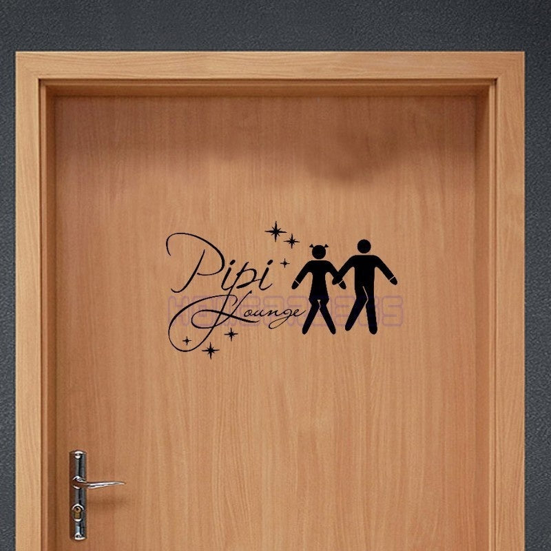 New Hot Black English Word PiPi Lounge DIY Removable Toliet Sticker Art Vinyl Quote Wall Sticker Decal Mural Home Decoration