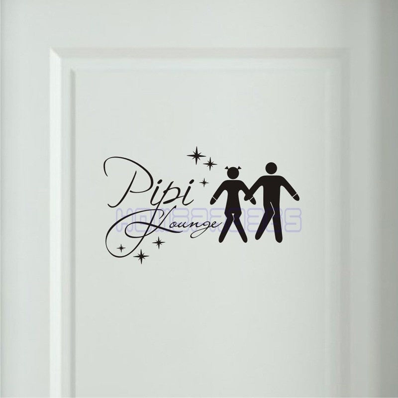 New Hot Black English Word PiPi Lounge DIY Removable Toliet Sticker Art Vinyl Quote Wall Sticker Decal Mural Home Decoration