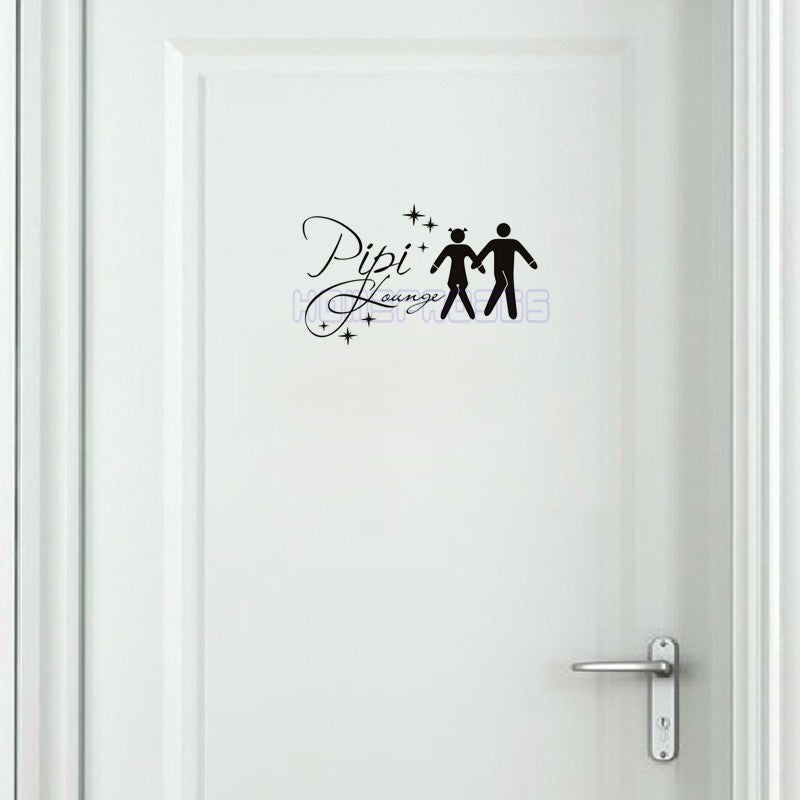 New Hot Black English Word PiPi Lounge DIY Removable Toliet Sticker Art Vinyl Quote Wall Sticker Decal Mural Home Decoration