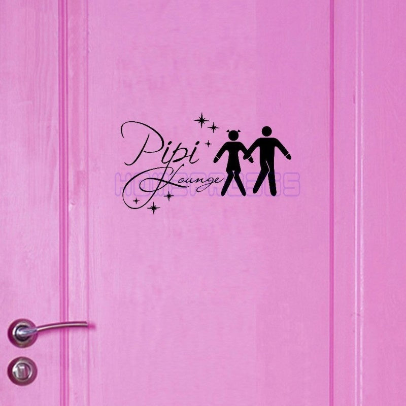 New Hot Black English Word PiPi Lounge DIY Removable Toliet Sticker Art Vinyl Quote Wall Sticker Decal Mural Home Decoration