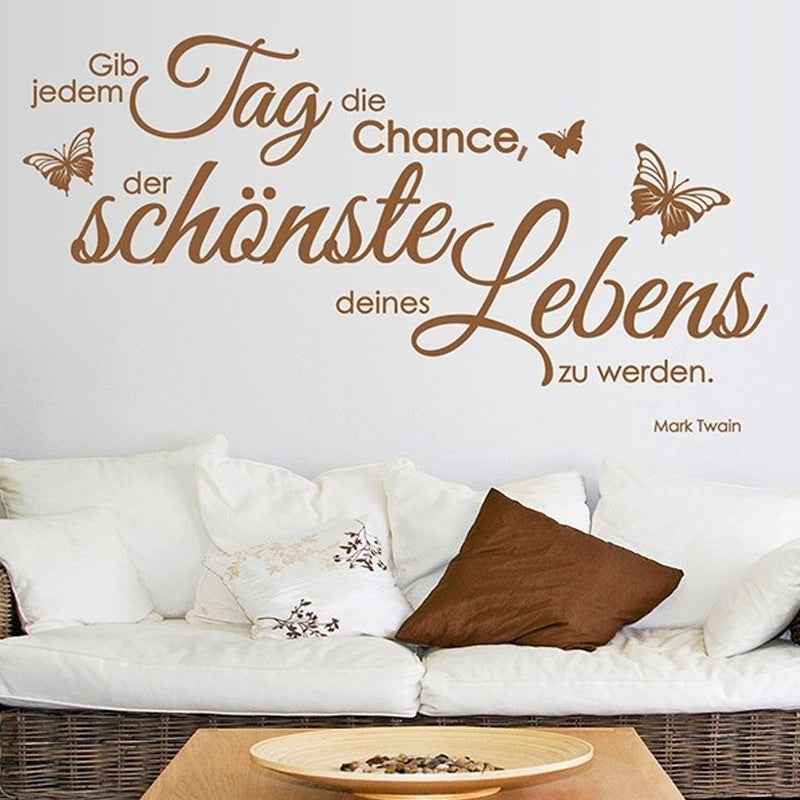 Fashion  GIB JEDEM TAG DIE CHANCE Zitat Wandaufkleber Schlafzimmer Mark Twain Quotes (100cmx53cm)