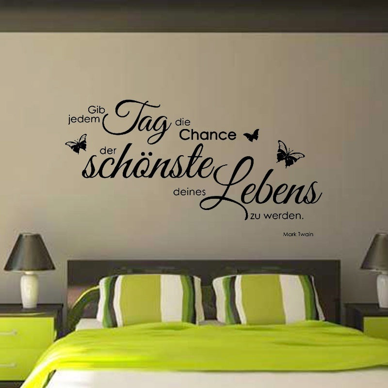 Fashion  GIB JEDEM TAG DIE CHANCE Zitat Wandaufkleber Schlafzimmer Mark Twain Quotes (100cmx53cm)