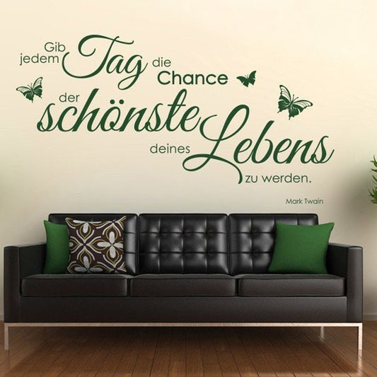 Fashion  GIB JEDEM TAG DIE CHANCE Zitat Wandaufkleber Schlafzimmer Mark Twain Quotes (100cmx53cm)