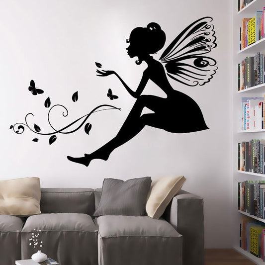 High-quality   Flower Fairy  Wall Stickers Decor Girls Room