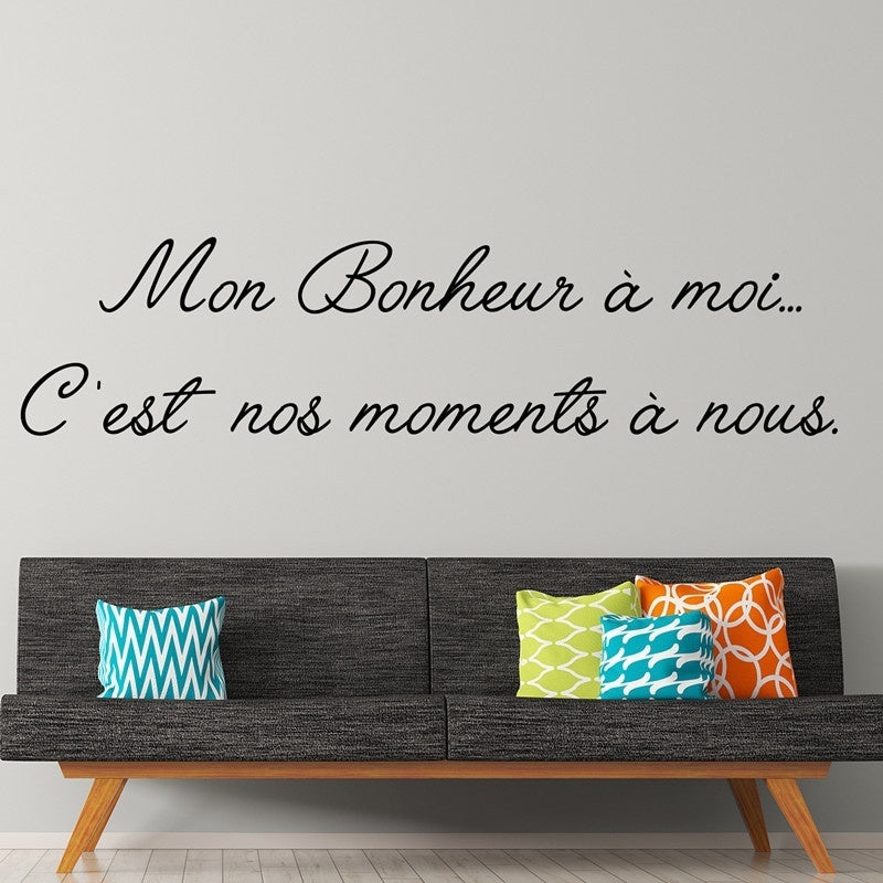 Hot   120cmx30cm Stickers Muraux Citation Mon Bonheur a Moi