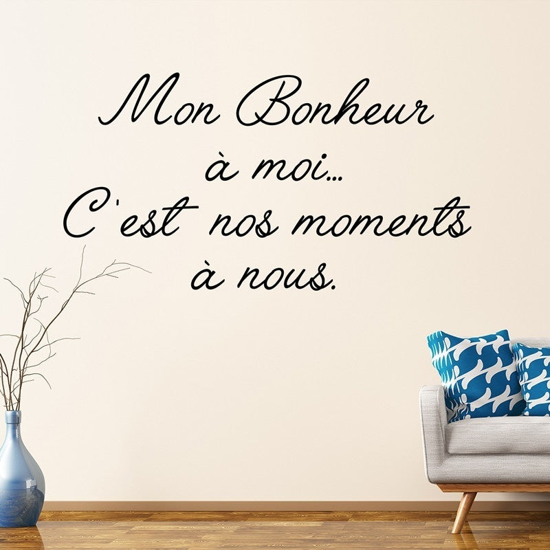 Hot   120cmx30cm Stickers Muraux Citation Mon Bonheur a Moi