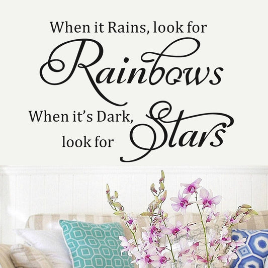 New Brand   When it rains Look for Rainbows Wall Quote Saying Art Vinyl Decals Mural Sticker