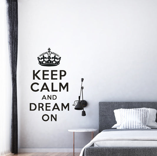 Keep Calm and Dream On Wall Art Stickers Wall Decal Home DIY Decoration Wall Mural Removable Room Decor Wall Stickers