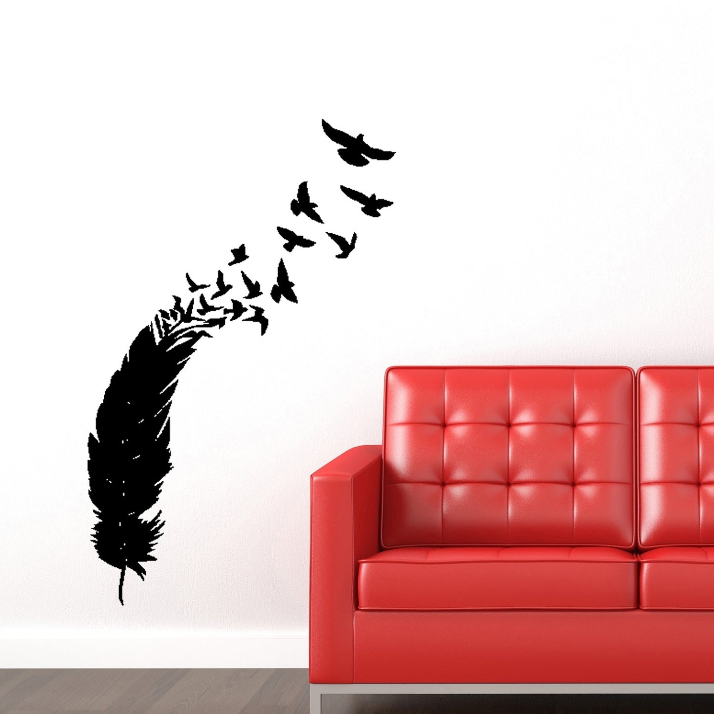 Fashion  Feather Birds Feather Peacock Wall Art Stickers Wall Decal Home DIY Decoration Wall Mural Removable Room Decor Wall Stickers