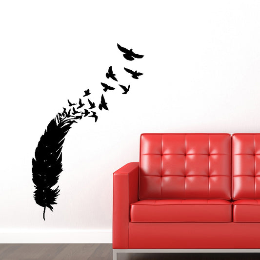 Fashion  Feather Birds Feather Peacock Wall Art Stickers Wall Decal Home DIY Decoration Wall Mural Removable Room Decor Wall Stickers