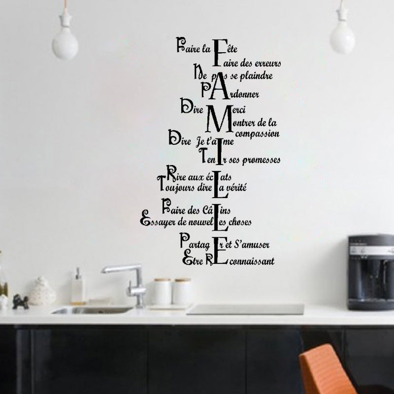 High-quality French Pattern family quote wall sticker for living room home decor