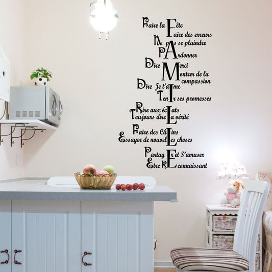 High-quality French Pattern family quote wall sticker for living room home decor