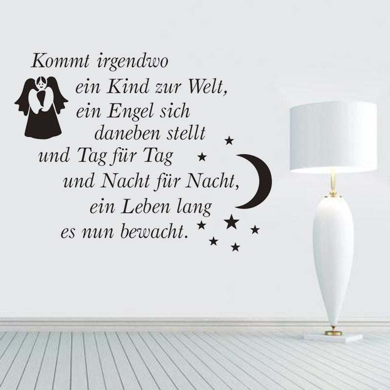Fashion Kommt irgendwo ein Kind Wandtattoo Angel zur Geburt Neugeboren Wunschnamen decor
