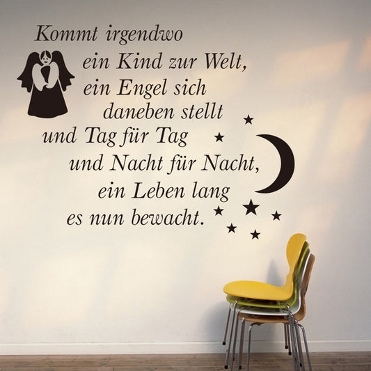 Fashion Kommt irgendwo ein Kind Wandtattoo Angel zur Geburt Neugeboren Wunschnamen decor