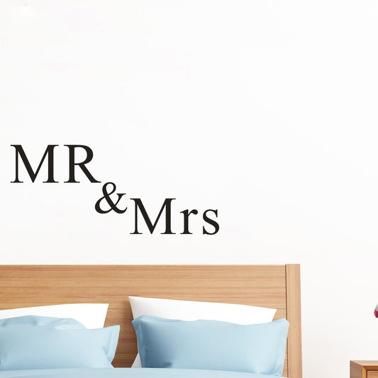 New Fashion   MR AND MRS Bedroom Couple Wedding Wall Art Stickers Wall Decal Home DIY Decoration Wall Mural Removable Room Decor Wall Stickers