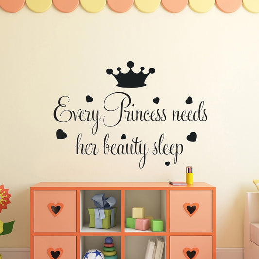 New Hot Every Princess needs her beauty sleep Wall Art Stickers Wall Decal Home DIY Decoration Wall Mural Removable Room Decor Wall Stickers