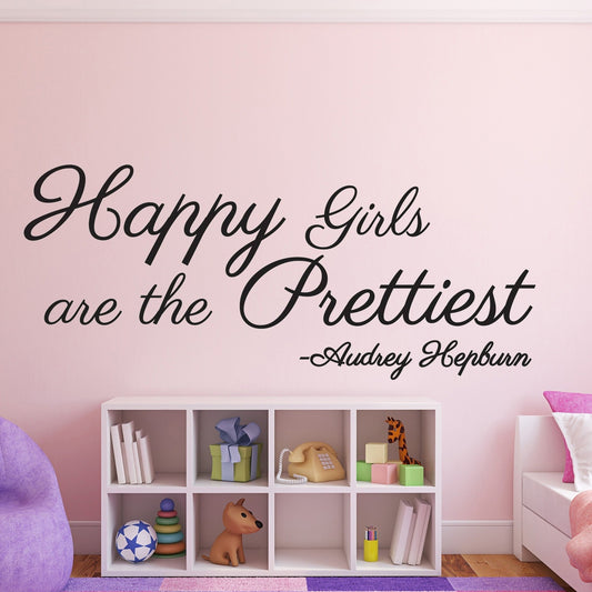 New Fashion  Happy Girls Art The Prettiest Quote Wall Art Stickers Wall Decal Home DIY Decoration Wall Mural Removable Room Decor Wall Stickers