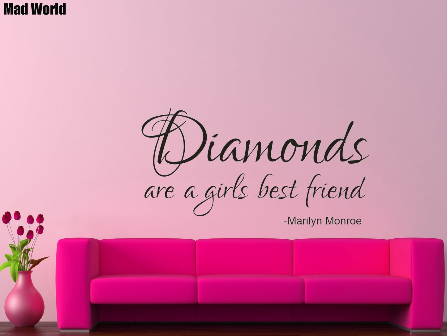 New Hot   DIAMONDS ARE A GIRLS BEST FRIEND Wall Art Stickers Wall Decal Home DIY Decoration Wall Mural Removable Room Decor Wall Stickers AA001