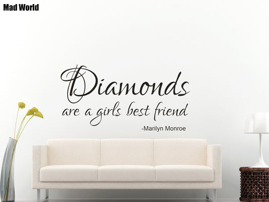 New Hot   DIAMONDS ARE A GIRLS BEST FRIEND Wall Art Stickers Wall Decal Home DIY Decoration Wall Mural Removable Room Decor Wall Stickers AA001