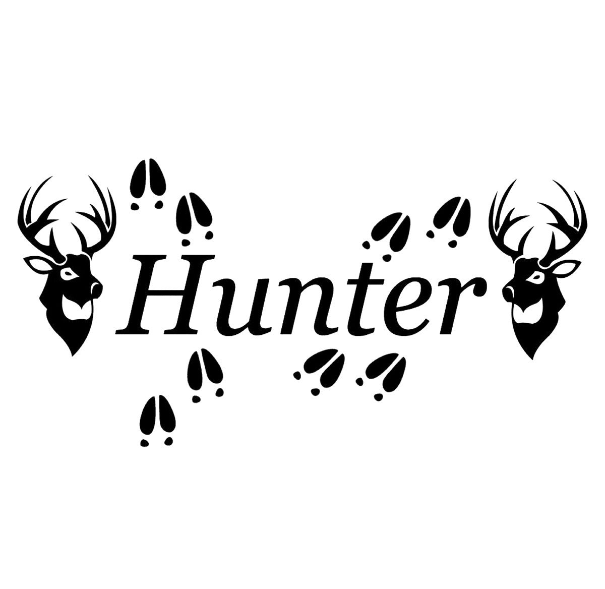 Hot 2 Deer Heads & Tracks Vinyl Wall Decal Sticker Hunting Decor 80cm (w) x 60cm (h)