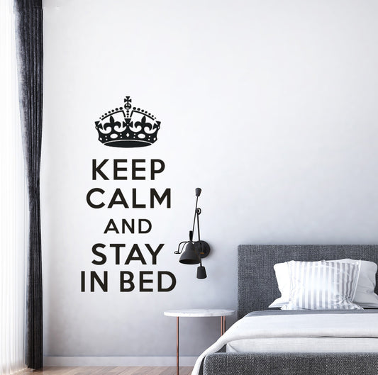 Keep Calm and Stay In Bed Wall Art Stickers Wall Decal Home DIY Decoration Wall Mural Removable Room Decor Wall Stickers