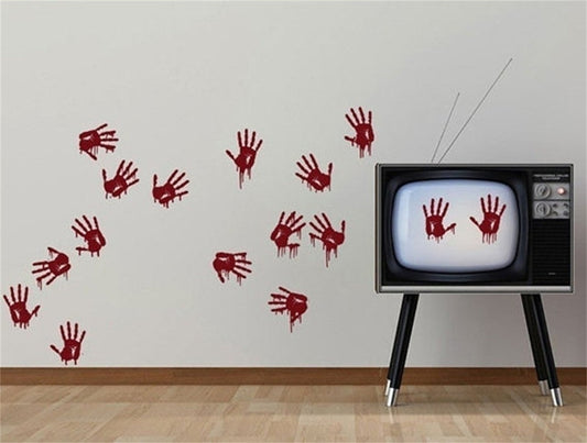 Hot   Bloody Hand Prints Creepy Living Room Vinyl Carving Wall Decal Sticker For Home Decoration