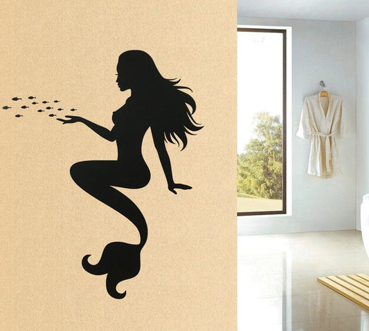 New Fashion  MERMAID Women GIRL FISH BATHROOM Wall Art Stickers Wall Decal Home DIY Decoration Wall Mural Removable Room Decor Wall Stickers