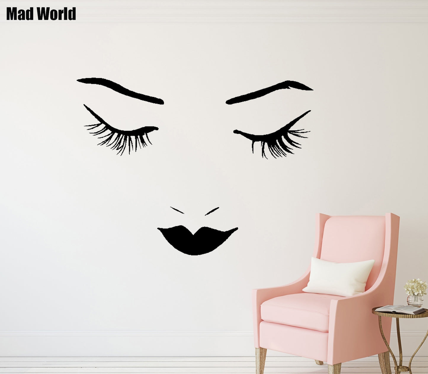 New Fashion  Beautiful Woman Closed Eyes Pretty Wall Art Stickers Wall Decal Home DIY Decoration Wall Mural Removable Room Decor Wall Stickers