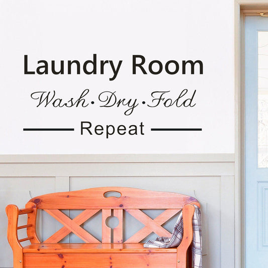 Fashion  Laundry Room Wash Dry Fold Repeat Wall Art Stickers Wall Decal Home DIY Decoration Wall Mural Removable Room Decor Wall Stickers AA001