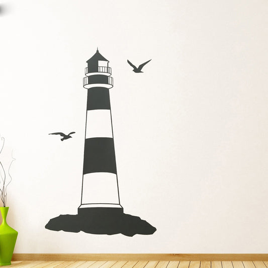 Fashion   Lighthouse at the Beach Seaside Wall Art Stickers Wall Decal Home DIY Decoration Wall Mural Removable Room Decor Wall Stickers