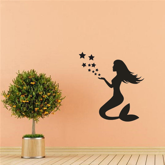 Mermaid Beauty Sea Animal Water Nymph Wall Art Stickers Wall Decal Home DIY Decoration Wall Mural Removable Room Decor Wall Stickers