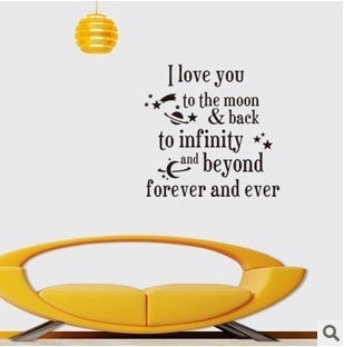 Exquisite I love you to the moon Saying Quote mural Home Decor Art Removable Vinyl Wall Sticker Decals