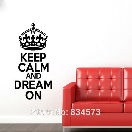 High-quality   Keep Calm And Dream On Wall Art Stickers Wall Decal Home DIY Decoration Wall Mural Removable Room Decor Wall Stickers