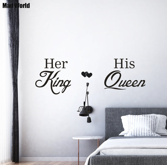 New Hot  Her King His Queen Love Wall Art Stickers Wall Decal Home DIY Decoration Wall Mural Removable Room Decor Wall Stickers