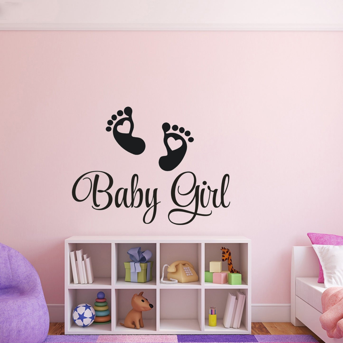High-quality   Baby Footprints Baby Girl Nursy Wall Art Stickers Wall Decal Home DIY Decoration Wall Mural Removable Room Decor Wall Stickers