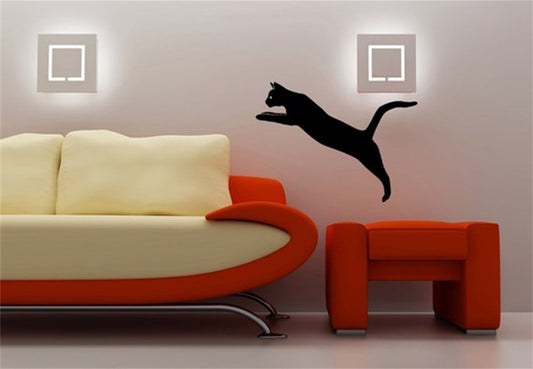 High-quality   Small Size Lovely Jumping Cat Girls Room Living Room Vinyl Carving Wall Decal Sticker For Home Decoration