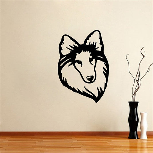 New Hot  Shetland Sheepdog Cute Dog Animal Pet Shop Living Room Vinyl Carving Wall Decal Sticker For Home Decoration