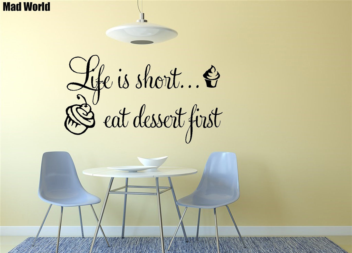 Life Is Short eat dessert first Kitchen Wall Art Stickers Wall Decal Home DIY Decoration Wall Mural Removable Room Decor Wall Stickers