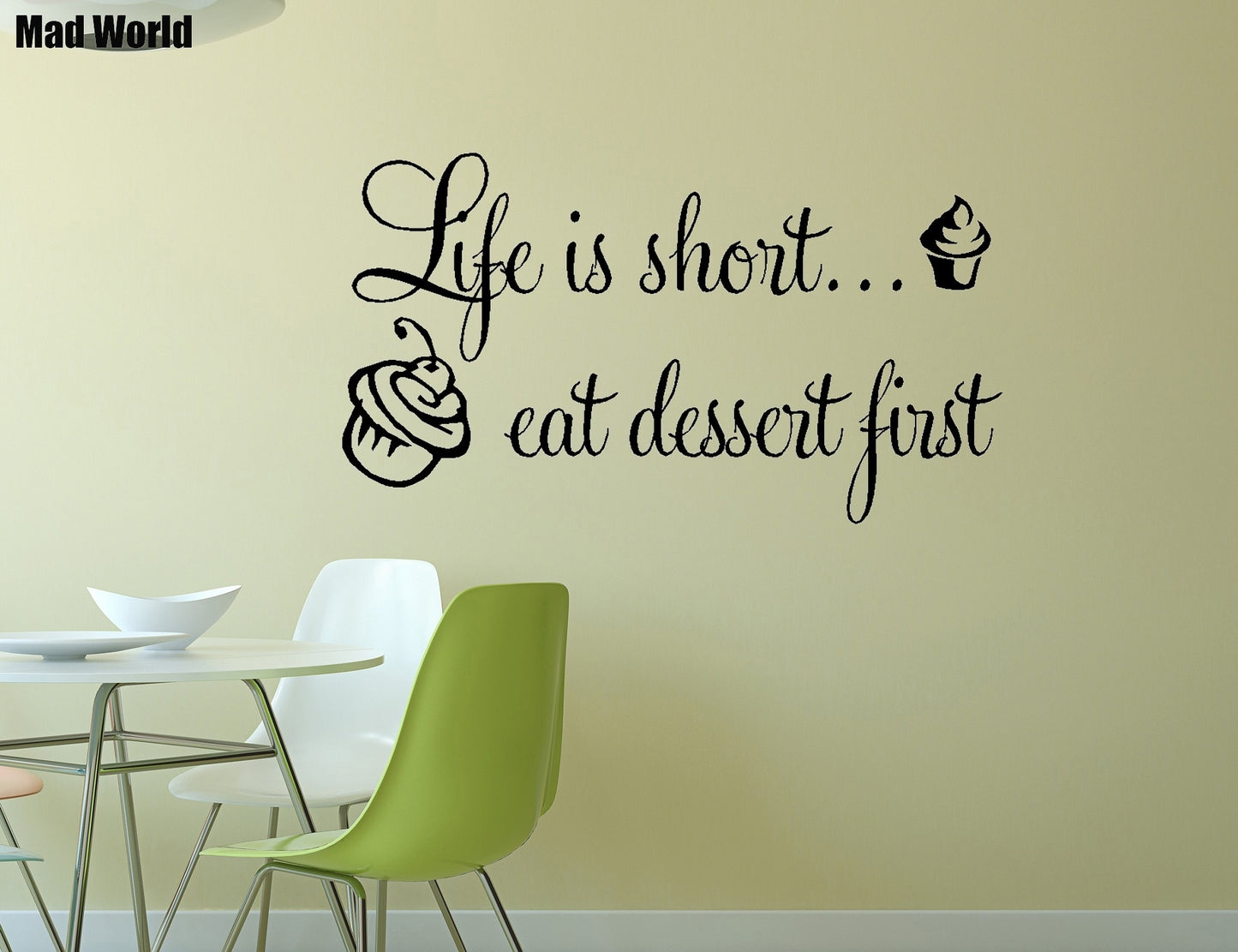 Life Is Short eat dessert first Kitchen Wall Art Stickers Wall Decal Home DIY Decoration Wall Mural Removable Room Decor Wall Stickers