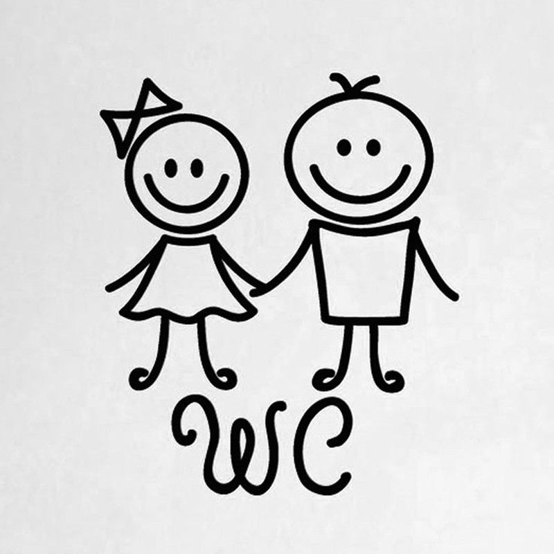 Hot    Cartoon WC Sticker  Toliet Sticker Art Vinyl Humanoid Doll Wall Sticker