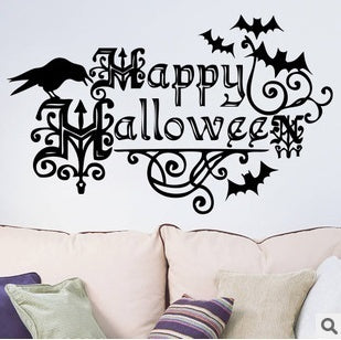 Hot   Exquisite Happy Hallowmas home decor decal Vinyl Wall Sticker bat Removable DIY Kitchen Decor House Decals