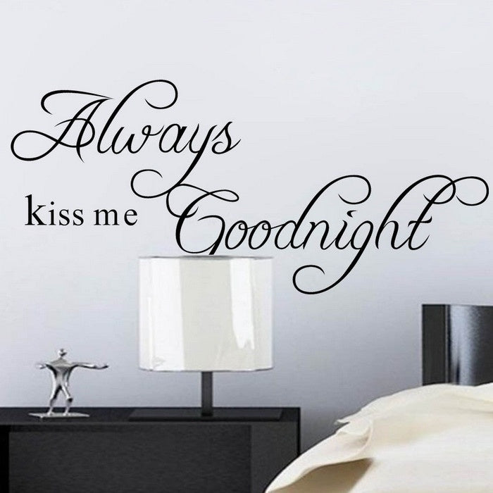 New Fashion   Always Kiss Me Goodnight Cute Quote DIY Art Wall Sticker Decals Living/Bed Home Decoration Removable  Sale