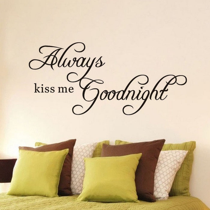 New Fashion   Always Kiss Me Goodnight Cute Quote DIY Art Wall Sticker Decals Living/Bed Home Decoration Removable  Sale