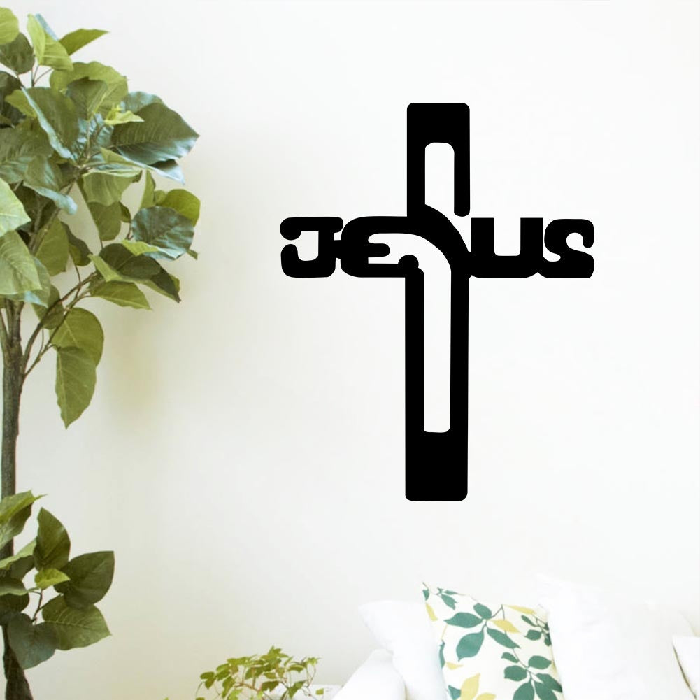 New Brand  TRQ03 Religion Vinyl Wall Decal Christian Jesus Cross Religious Wall Sticker Home Decoration
