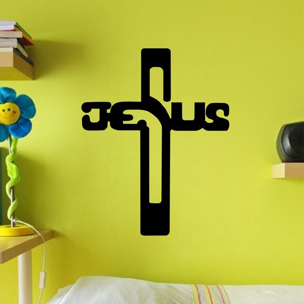 New Brand  TRQ03 Religion Vinyl Wall Decal Christian Jesus Cross Religious Wall Sticker Home Decoration