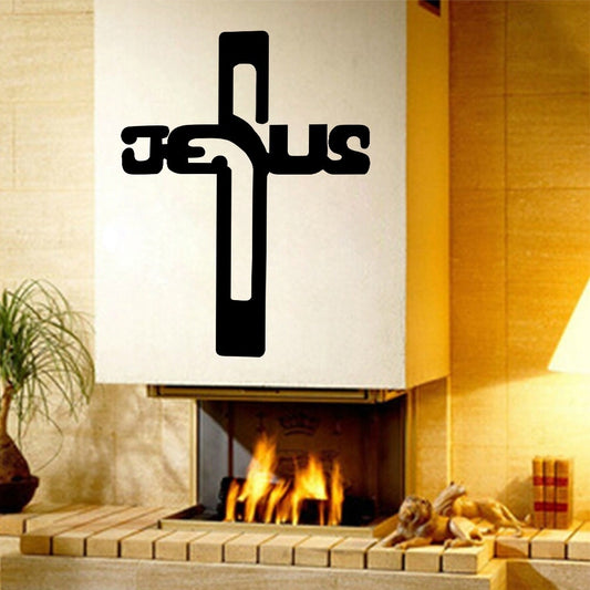 New Brand  TRQ03 Religion Vinyl Wall Decal Christian Jesus Cross Religious Wall Sticker Home Decoration
