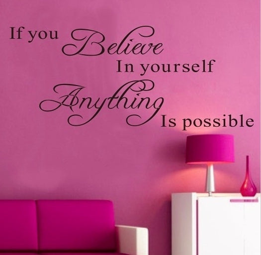 Fashion   Wall Sticker Black Quotes Believe Yourself Beauty Decol 27*11 IN Inspirational