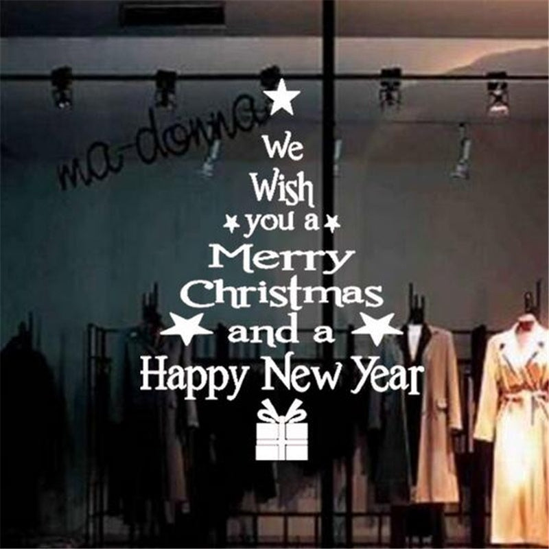 Removable Merry Christmas Tree Wall Stickers Art Vinyl Decal Window Decoration  Year Home Bedroom Living Room Decor