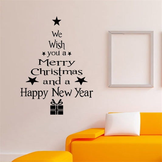 Removable Merry Christmas Tree Wall Stickers Art Vinyl Decal Window Decoration  Year Home Bedroom Living Room Decor